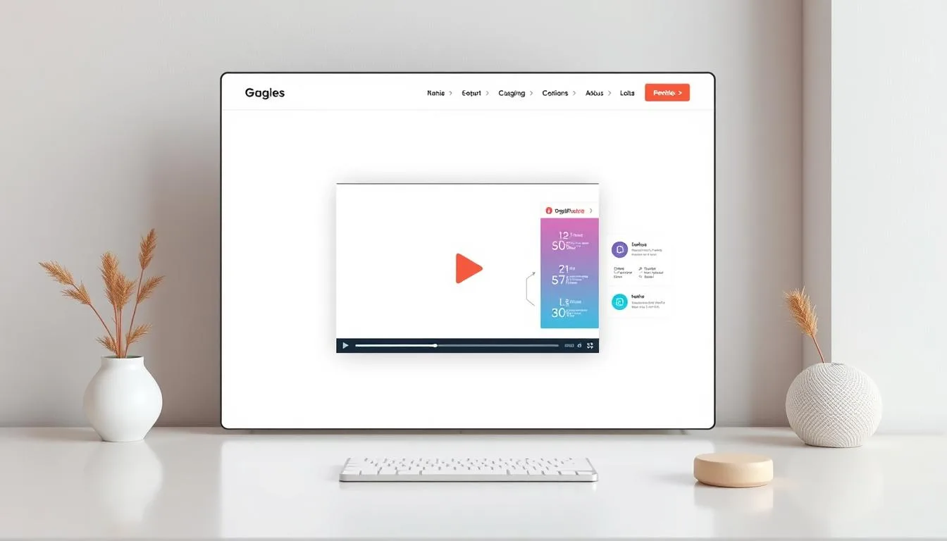 A sleek and modern website interface, with a central focus on a video player and an infographic display. The layout is clean and minimalist, with a predominant use of neutral tones and muted colors, creating a professional and visually appealing atmosphere. The video player is positioned prominently, surrounded by subtle design elements that draw the viewer's attention. The infographic is strategically placed, showcasing key information in a visually engaging manner. The overall composition is balanced, with a sense of harmony and attention to detail, reflecting the techniques and best practices for embedding multimedia content on web pages.